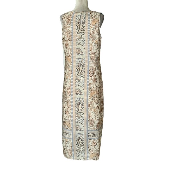 C. Wonder Ivory Peach Cornflower Blue Floral Sleeveless Shift Slip Maxi Dress 10 - Picture 9 of 15